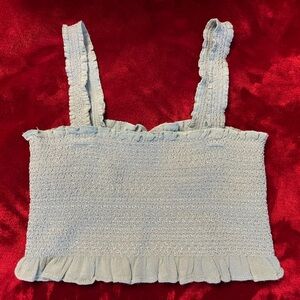 FREE PEOPLE Ruffled Strap crop Top Light Blue‎ XS